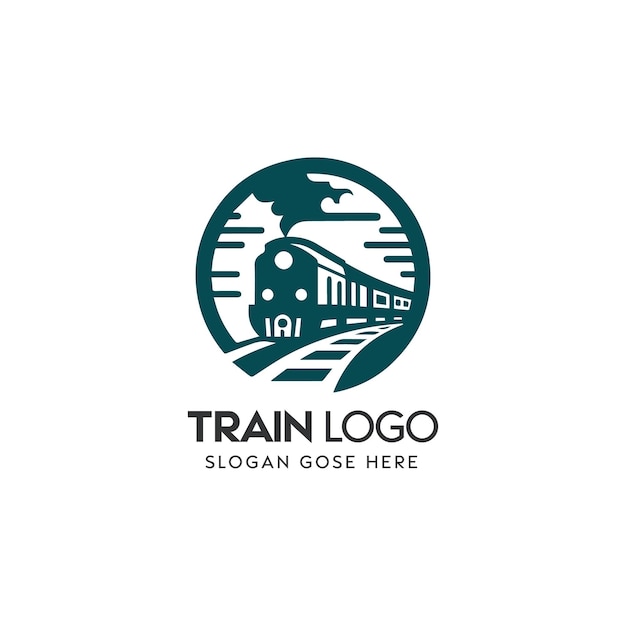 Elegant Train Logo Design Depicting Railway Moving Through Scenic Landscape