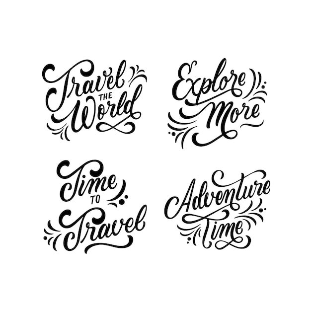 Elegant travel lettering set