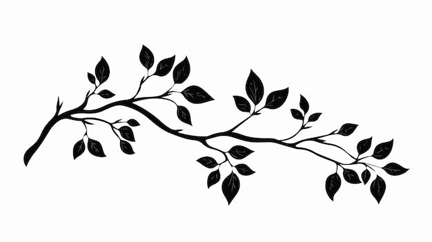 Vector elegant tree branch vector icon in black silhouette