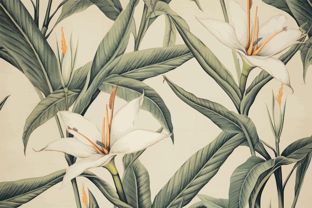 Vector elegant tropical floral wallpaper design