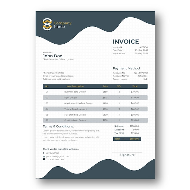 Elegant Unique invoice template design