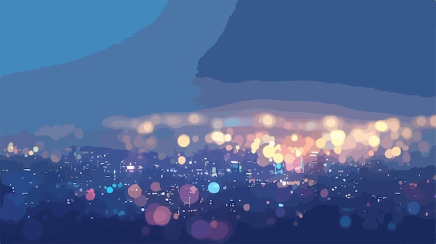 Vector elegant urban night lights bokeh background