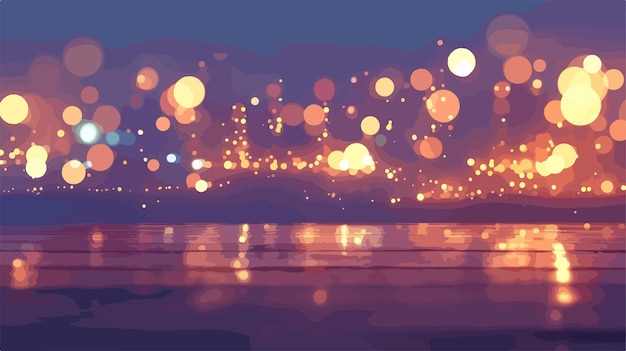 Vector elegant urban night lights bokeh background