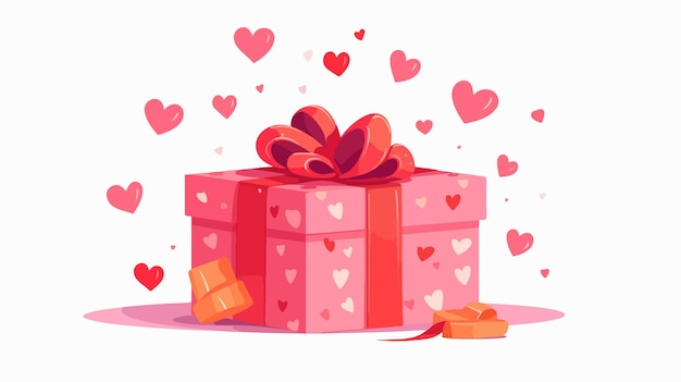 Vector elegant valentines day gift box isolated on white background