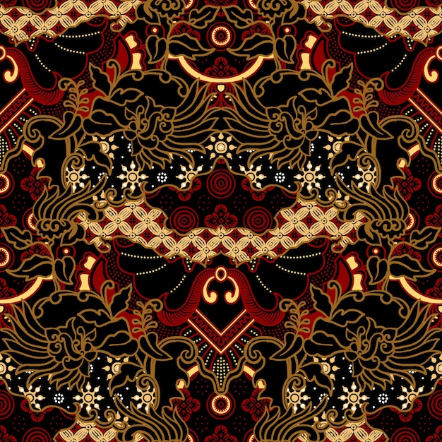 Elegant vector Javanese ethnic batik pattern template