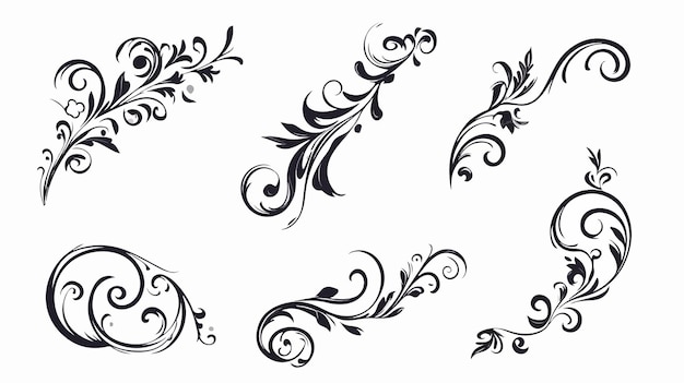 Elegant Vector Swirly Flourish Corner Set for Design Projects