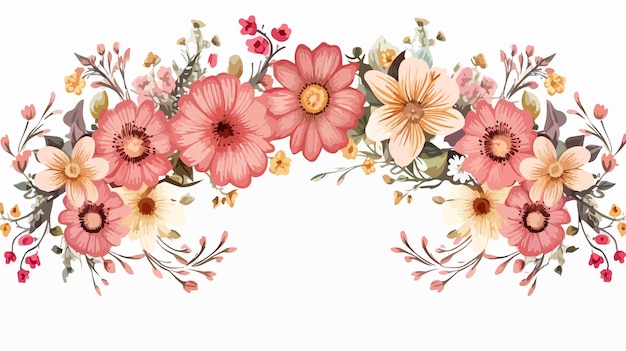 Elegant Vintage Flowers Frame Decoration Vector Illustration