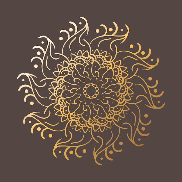 Elegant vintage vector golden round ornament in minimalistic style