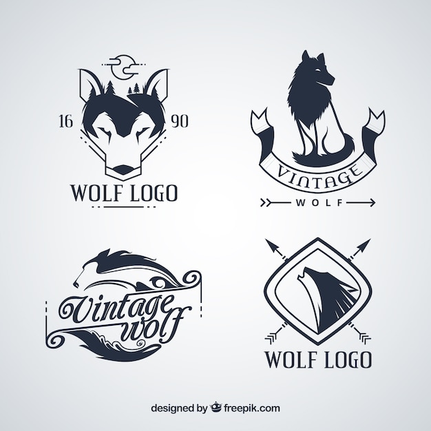 Elegant vintage wolf logo collection