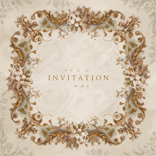 Vector elegant and vintageinspired invitation template features a beautifully intricate ornamental frame