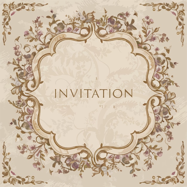 Vector elegant and vintageinspired invitation template features a beautifully intricate ornamental frame