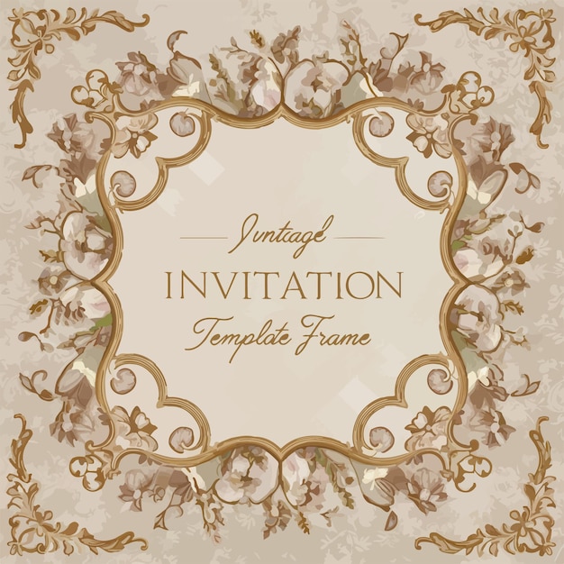 Vector elegant and vintageinspired invitation template features a beautifully intricate ornamental frame