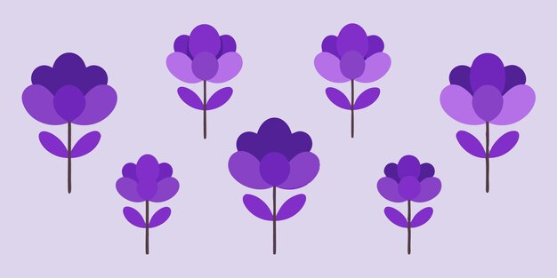 Elegant Violet Bunch with Small Overlapping Flowers Detailed Illustration