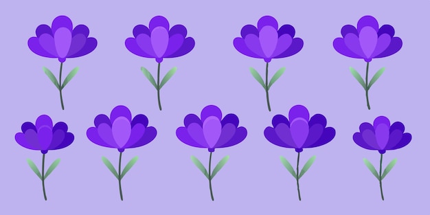 Vector elegant violet bunch with small overlapping flowers detailed illustration