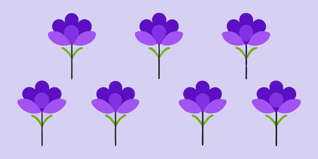 Elegant Violet Bunch with Small Overlapping Flowers Detailed Illustration