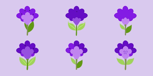 Elegant Violet Bunch with Small Overlapping Flowers Detailed Illustration