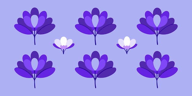 Elegant Violet Bunch with Small Overlapping Flowers Detailed Illustration