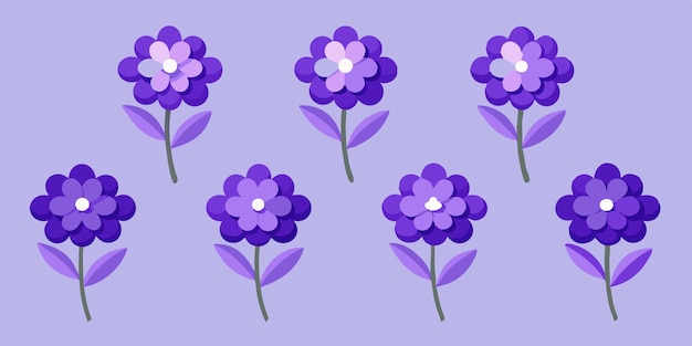 Elegant Violet Bunch with Small Overlapping Flowers Detailed Illustration