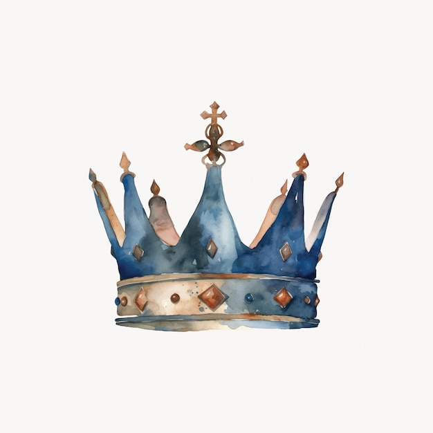 Elegant watercolor blue royal crown