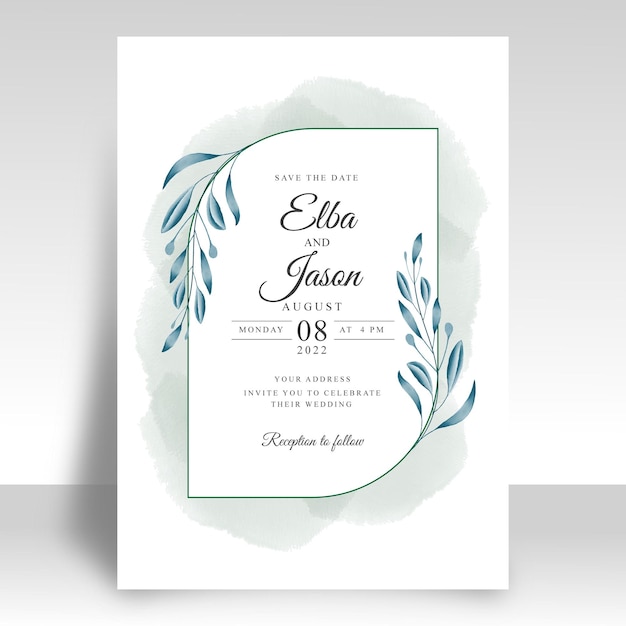 Elegant watercolor Botanical wedding invitation card premium template