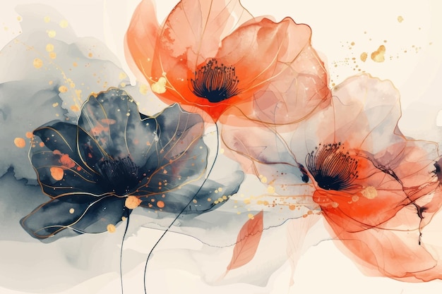 Vector elegant watercolor floral art