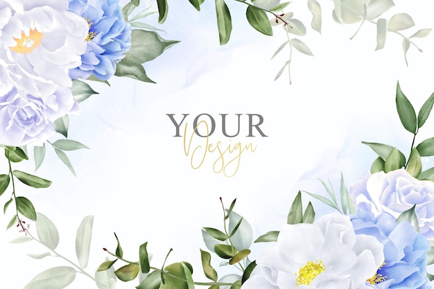 Elegant Watercolor Floral Background Design with Hand Drawn Peony and Leaves