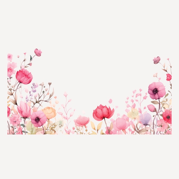 Vector elegant watercolor floral border