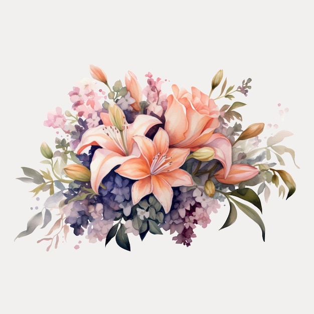 Elegant watercolor floral bouquet