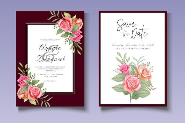 Elegant Watercolor Floral Invitation Card Set