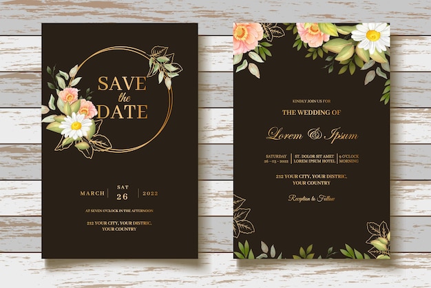 Elegant Watercolor Floral Wedding Card Set