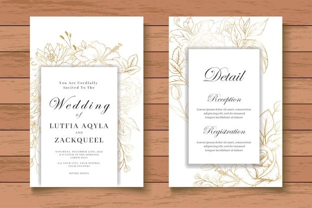 Elegant Watercolor Floral Wedding Invitation Card Set