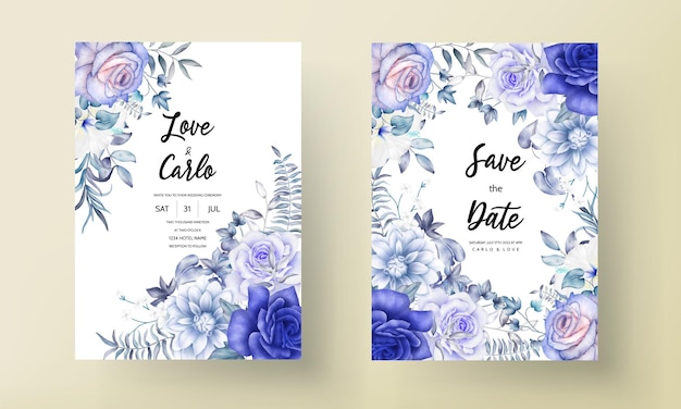 elegant watercolor floral wedding invitation card template