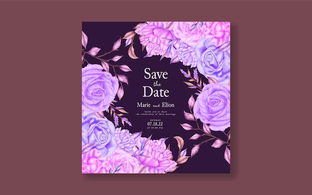 Elegant watercolor floral wedding invitation card