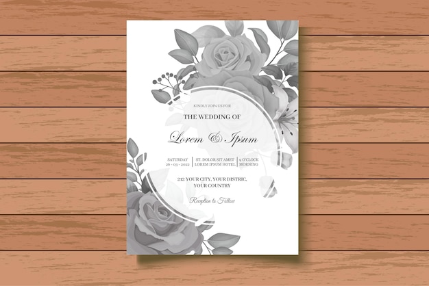 Elegant Watercolor Floral Wedding Invitation with Dark Flowers