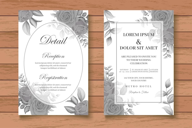 Elegant Watercolor Floral Wedding Invitation with Dark Flowers