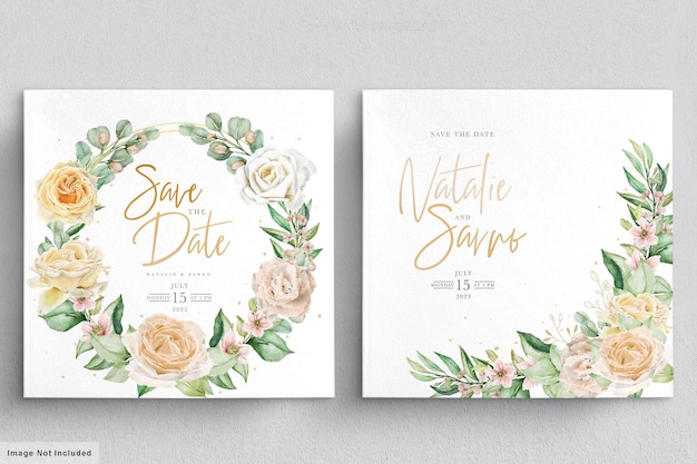 Elegant watercolor hand drawn floral wreaths and bouquets set