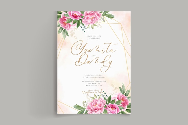 elegant watercolor peonies wedding card set