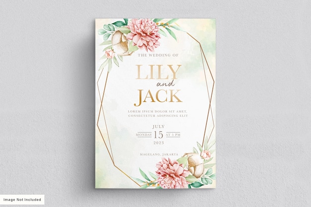 elegant watercolor peonies wedding invitation card set