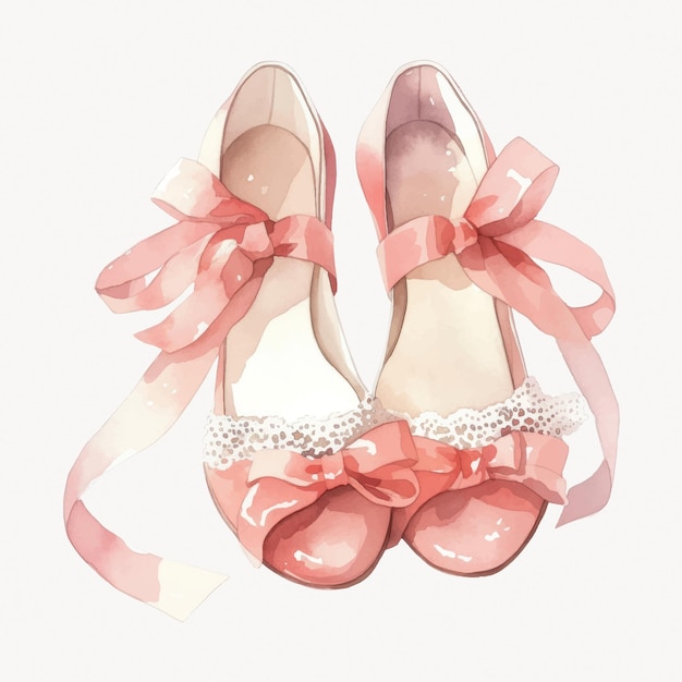 Elegant watercolor pink ballet shoes