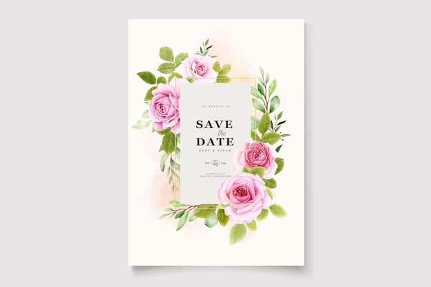 elegant watercolor roses wedding card set