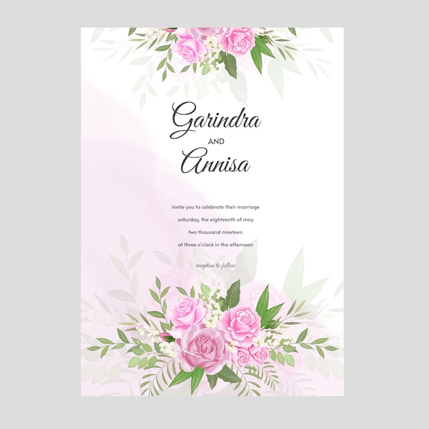 Elegant watercolor wedding invitation card template design