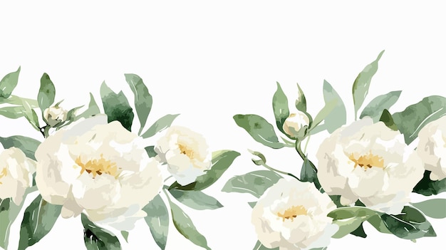 Vector elegant watercolor white peony wedding invitation design