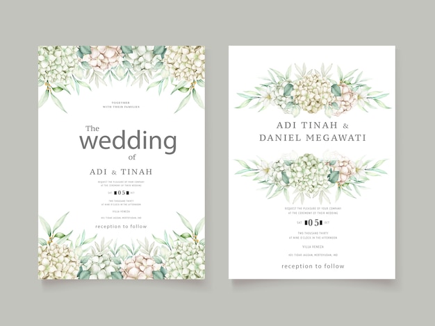 elegant wedding card with beautiful floral and leaves template