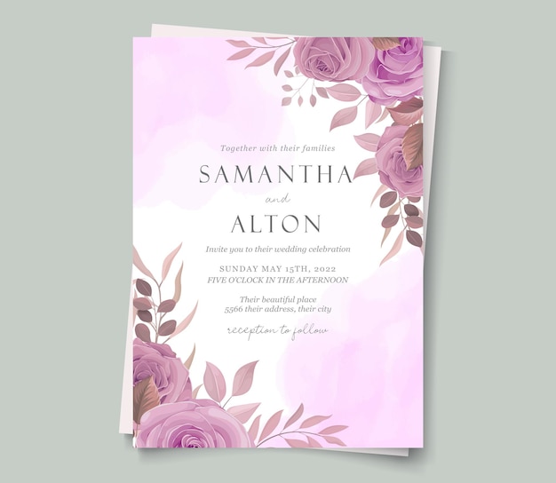 Elegant wedding card with beautiful roses