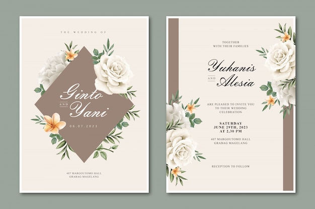 Elegant wedding card with floral frame multi purpose