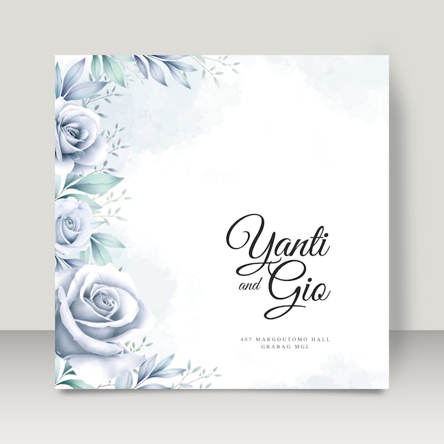 Elegant wedding card with floral watercolor