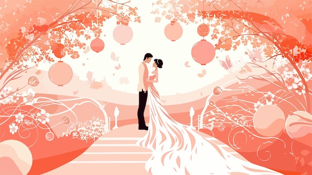 Vector elegant wedding design on white background vector illustration