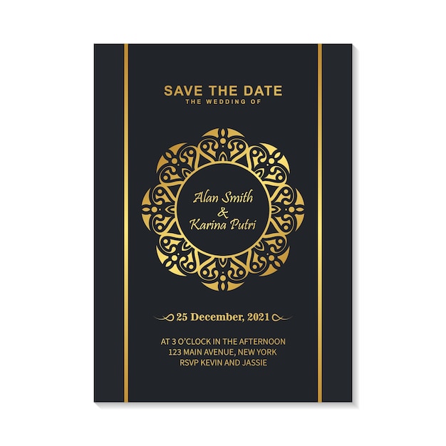 Elegant wedding invitation card template design