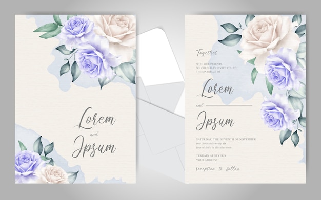 Elegant Wedding Invitation Card Template with Beautiful Floral Ornament