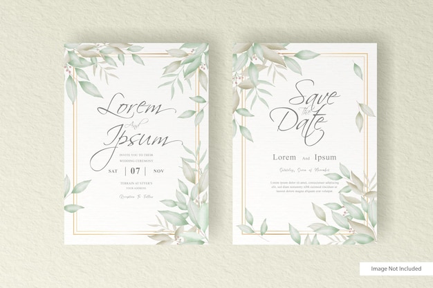 Elegant wedding invitation card template with watercolor and floral